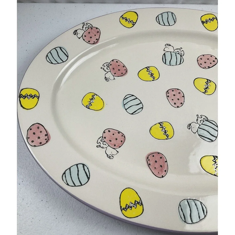 Peanuts Snoopy Easter Egg Oval Platter Ceramic Serving Dish 14.5